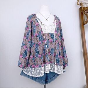 Floral Bohemian Babydoll Top